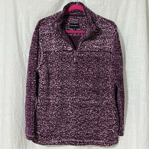 Zenana Women's Pullover Purple 1/4 Zip Pocket Fuzzy Medium
